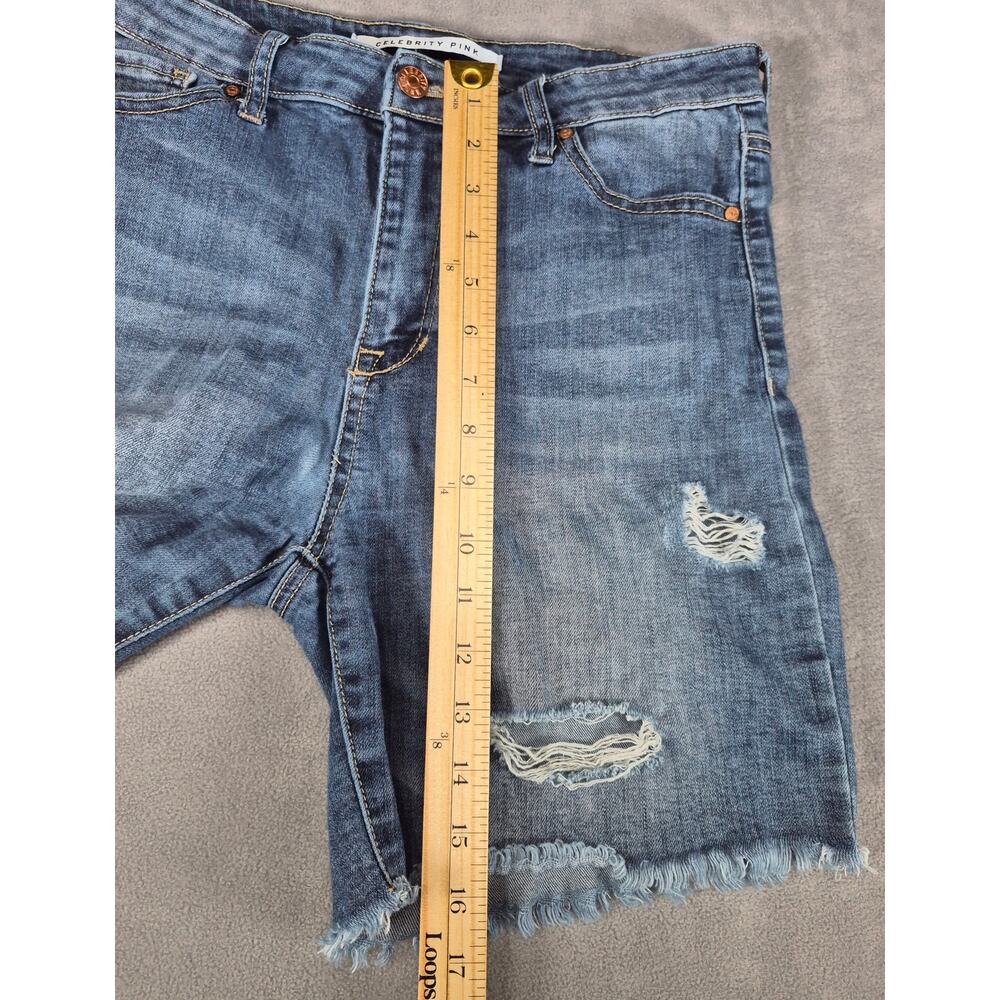 Celebrity Pink Womens Blue Denim Shorts Size 9 Distressed Casual - Picture 5 of 7
